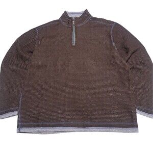 Paradise Collection Mens Large Brown 1/4 Zip Pullover Sweater Sweatshirt LG L